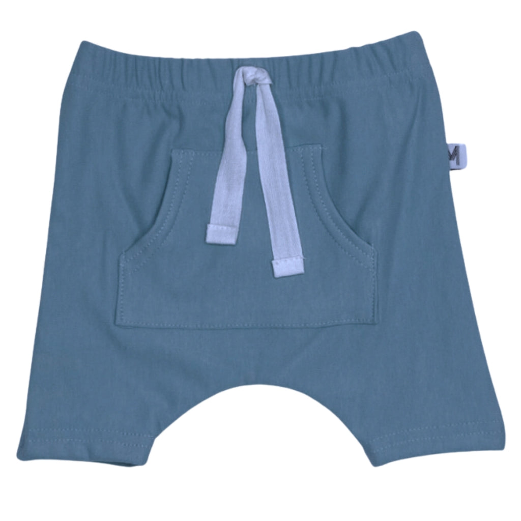 Blue Front Pocket Harem Shorts